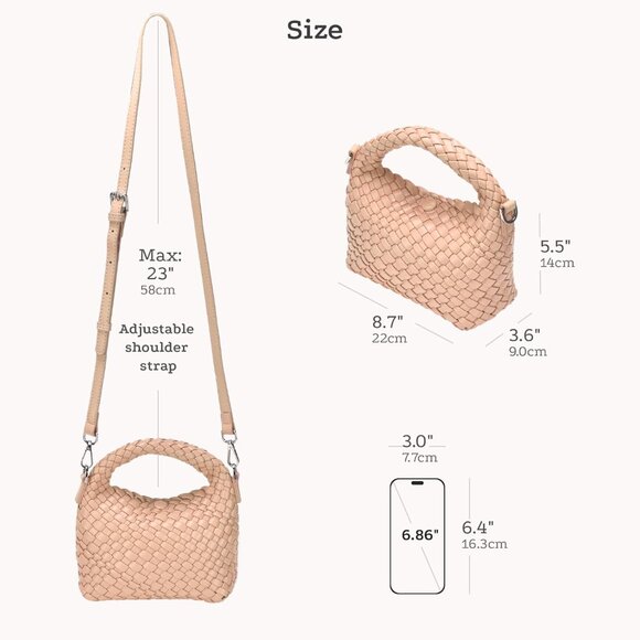 Versatile Woven Crossbody Purse - Vegan Leather Bag with Magnetic Closure - Picture 5 of 7